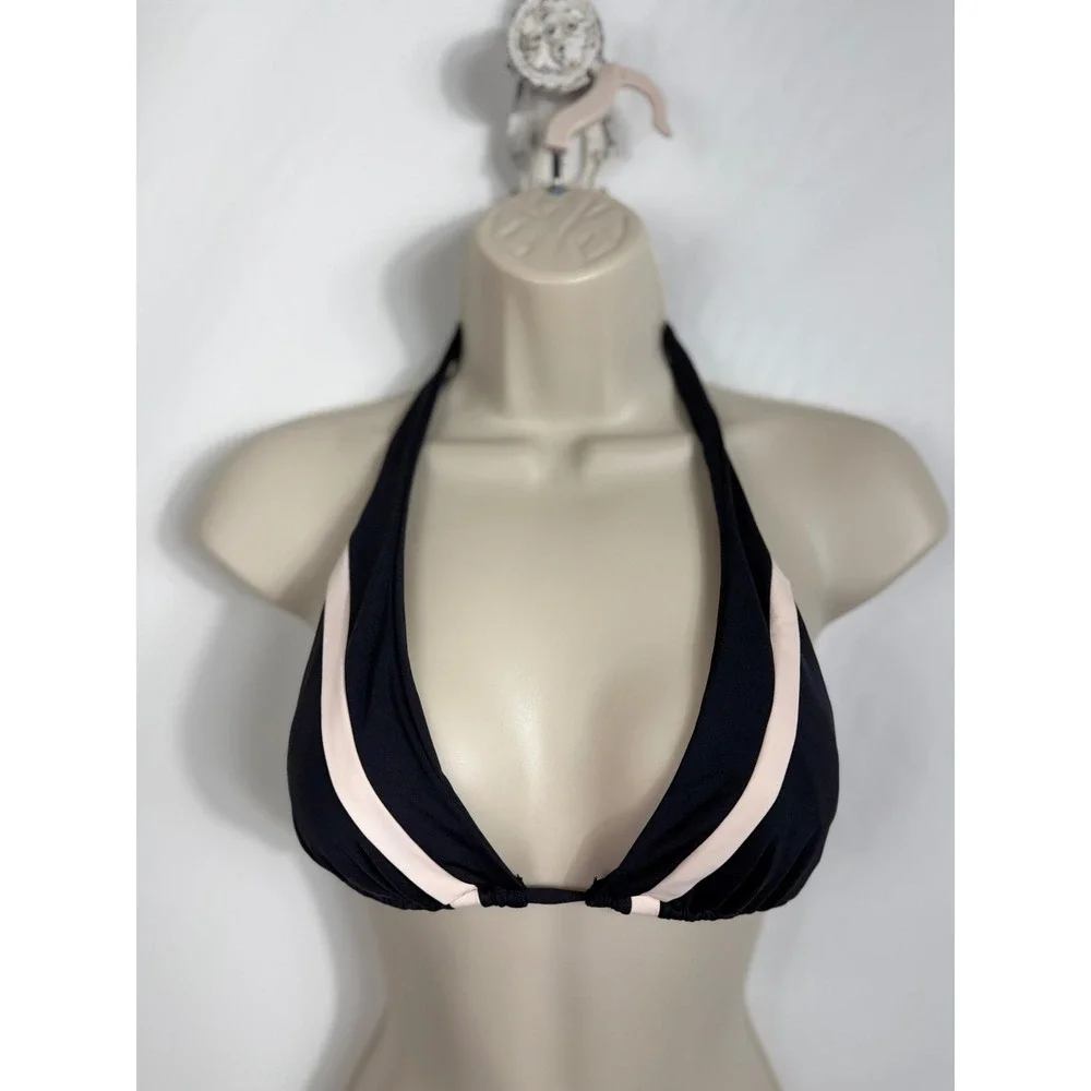 L*Space Bikini Top Women Medium Black Pink Halter Triangle Swimwear RN130061